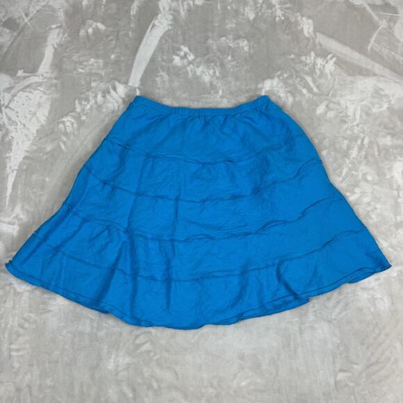 Soft Surroundings Skirt Womens PS Blue Linen Pull On Tiered Fairy Boho Whimsical - Picture 7 of 9